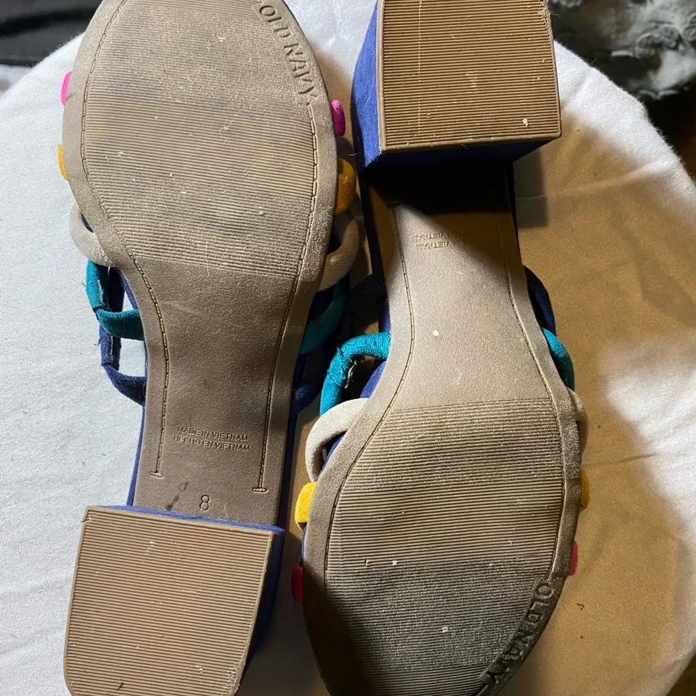 Rainbow Summer low heel sandals open toe mule kitten heel chunky heel - Picture 4 of 6